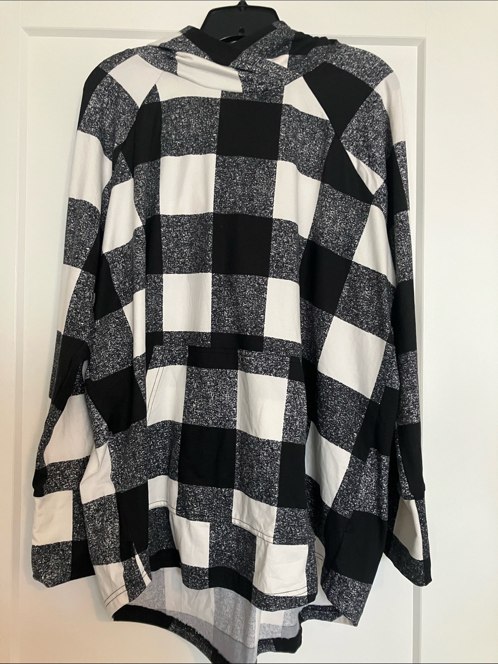 LuLaRoe Black and White Buffalo Plaid Hoodie Amber